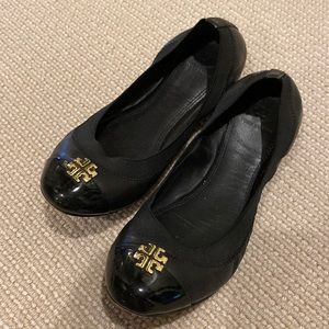 Tory Burch Black Claire Elastic Ballet Flats (size 8)